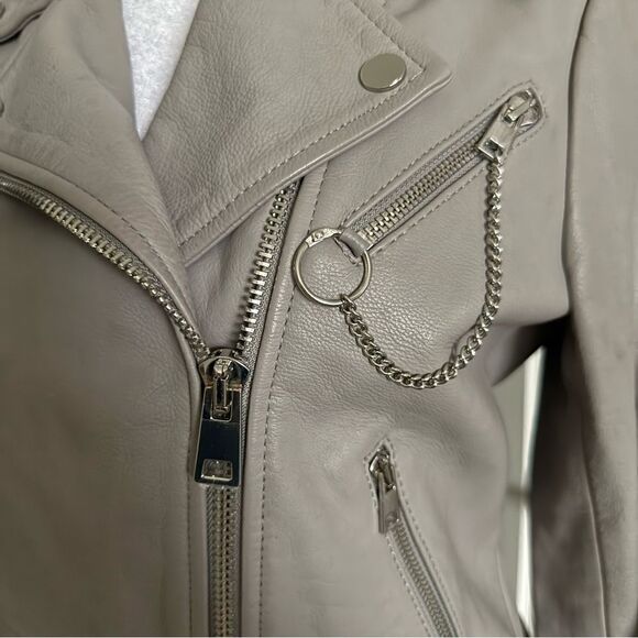 Maje Gray Leather Jacket - Picture 2 of 9